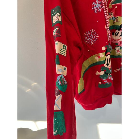 Disney Parks 2024 Mickey Mouse and Friends Christmas hoodie size M red - Picture 4 of 10
